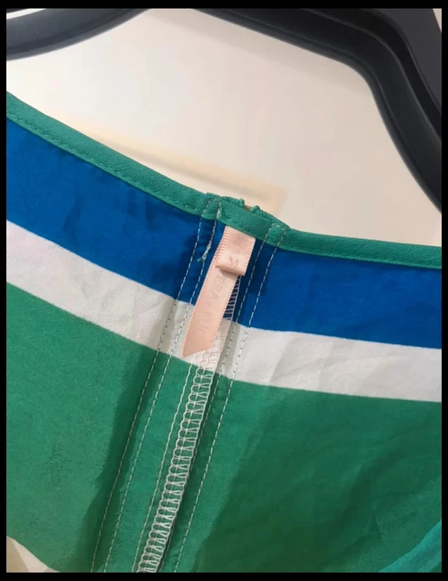 Blusa Listrada Azul e Verde Vera & Lucy Mangas Volumosas S 36 – photo 4
